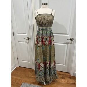 World Market Boho Maxi Dress Paisley Women's S/M Lightweight 100% Cotton